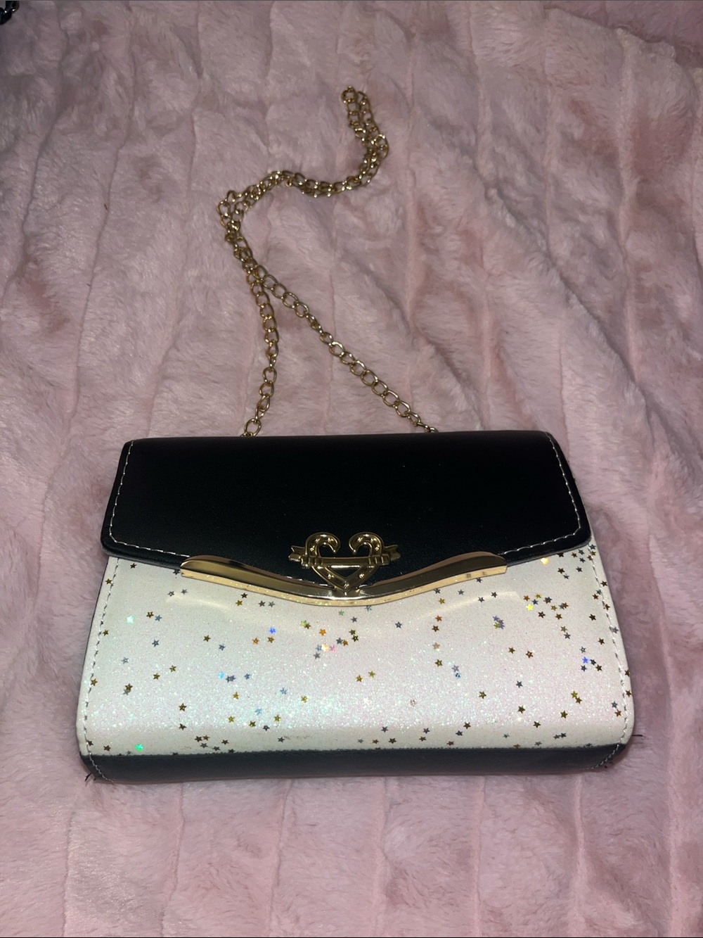 Chic Black and White Star Crossbody Bag
